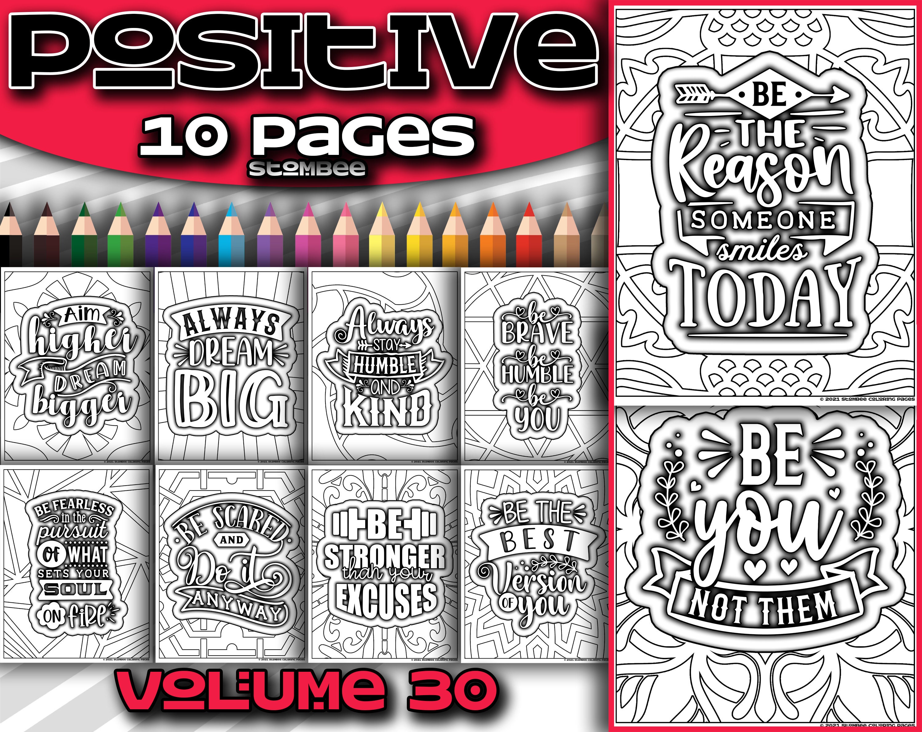 Coloring Book PDF Positive Affirmation Coloring Pages | Etsy