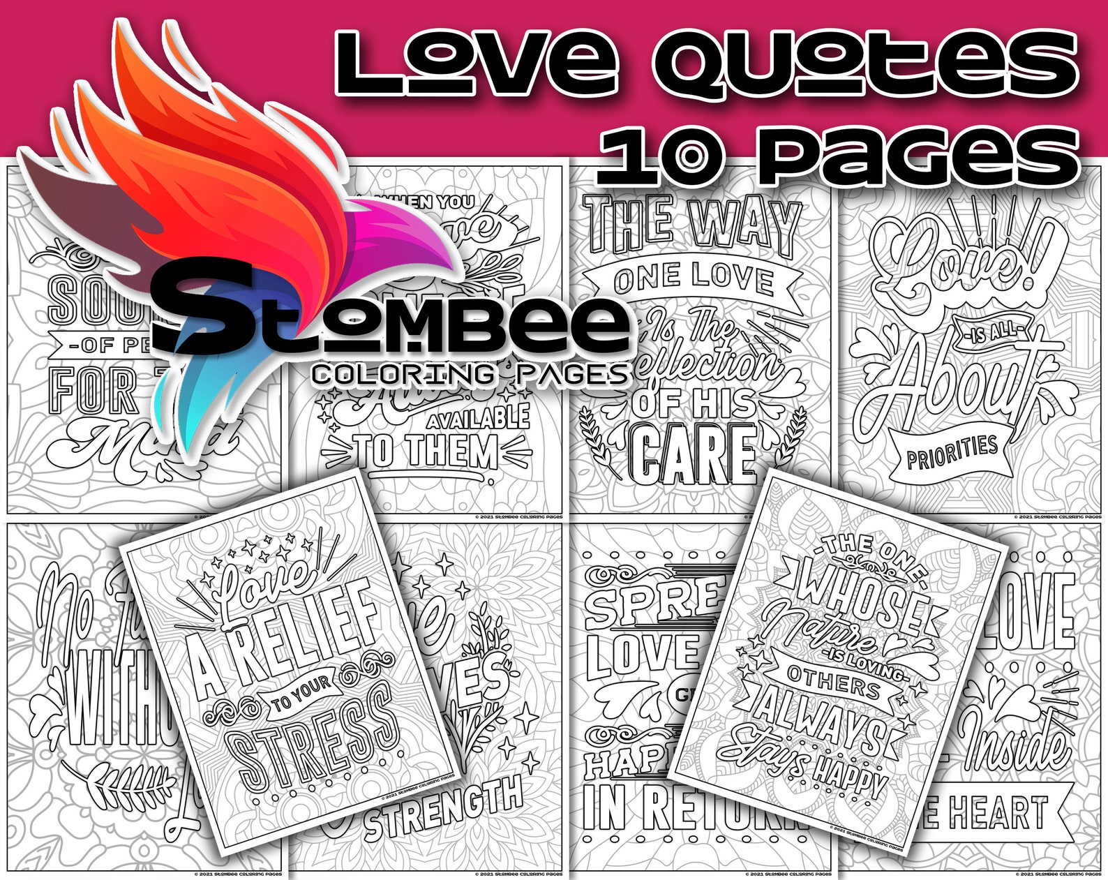 Love Quotes Coloring Book PDF for Adult Adult Coloring Pages - Etsy