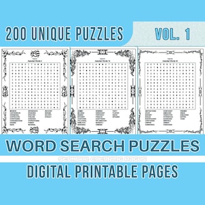 200 Word Search Puzzles: Printable Activity Book (Digital Download)