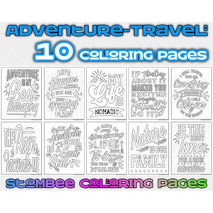 Adventure Travel Quotes Coloring Book: 10 Printable Pages (PDF)