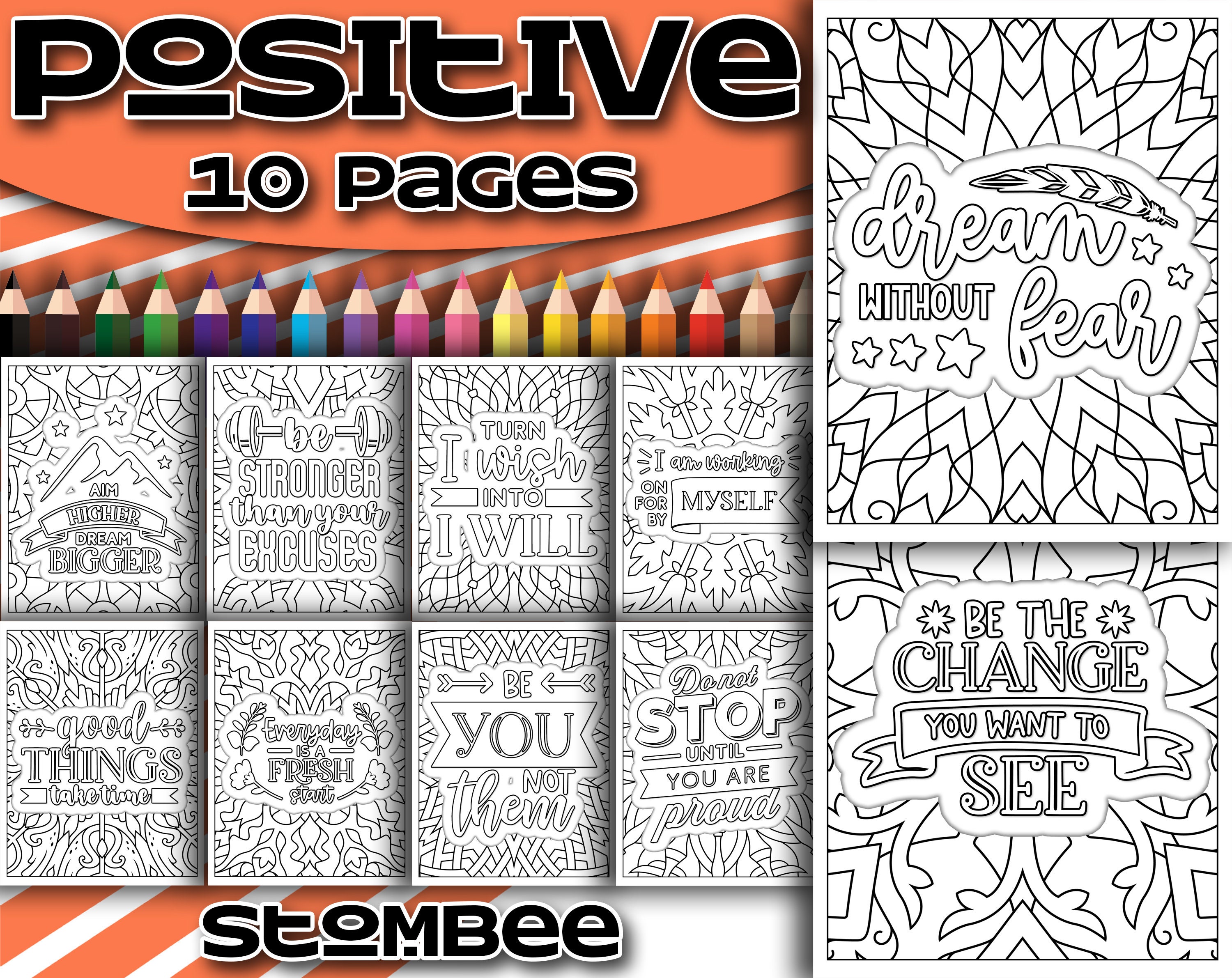 Positive Affirmation Coloring Pages, Adult Coloring Pages Printable