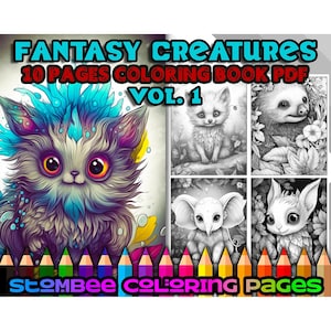 Libro para colorear de criaturas fantásticas: Animales en escala de grises, vol. 1 (PDF)