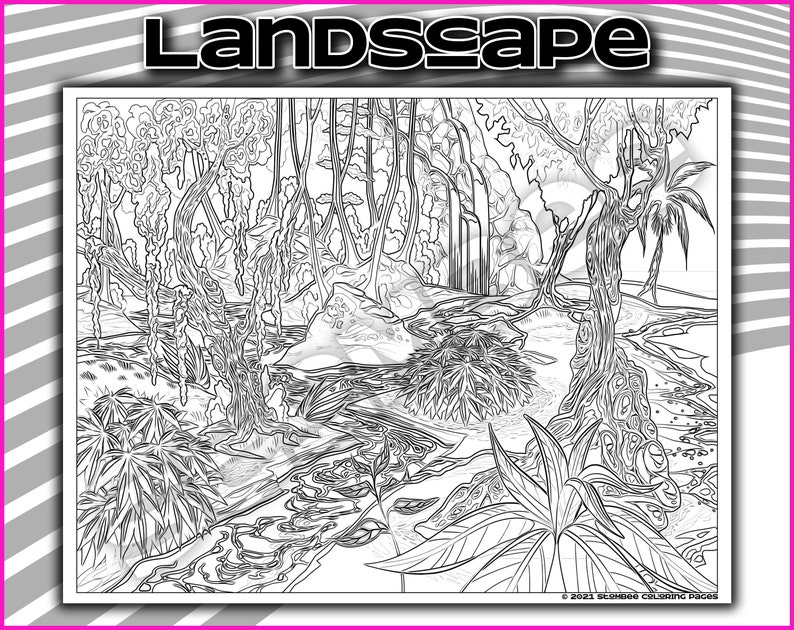 Adult Coloring Pages Printable Landscape Coloring Page for Adult Adult