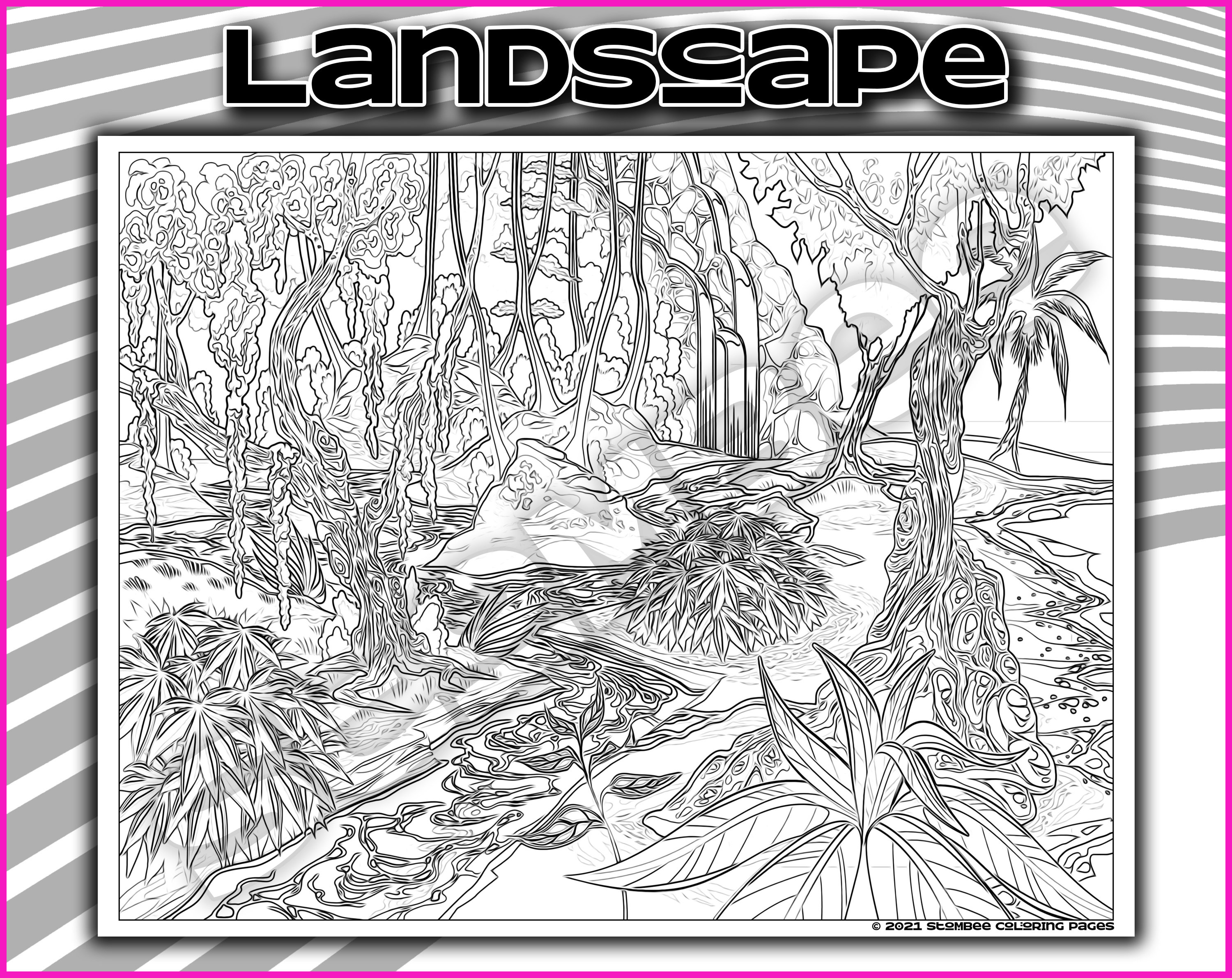 Adult Coloring Pages Printable Landscape Coloring Page for Adult Adult