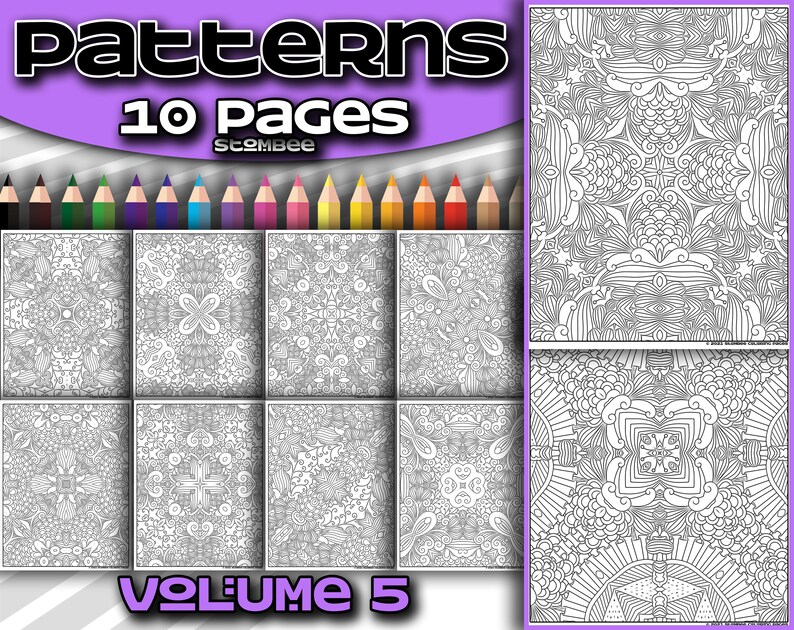 Patterns Coloring Book PDF Coloring Pages Printable Adult - Etsy