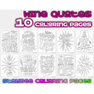 Wine Quotes Coloring Book: 10 Printable Adult Coloring Pages (PDF)
