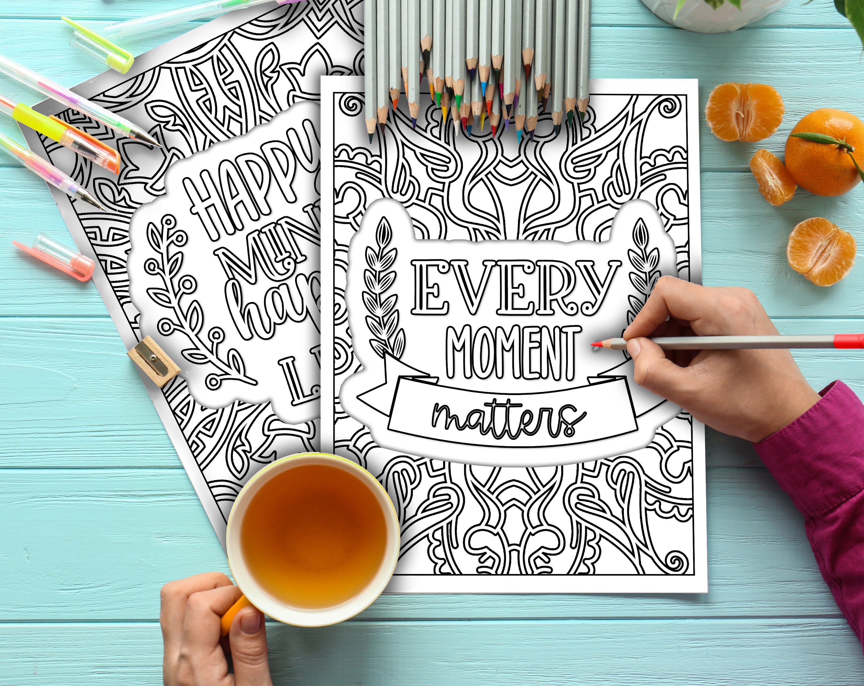 Positive Affirmation Coloring Pages Adult Coloring Pages | Etsy