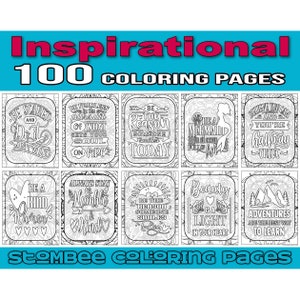 100 páginas para colorear para la salud mental y la relajación • Afirmaciones positivas e inspiradoras, imprimibles • Hojas de cuidado personal para adultos y adolescentes