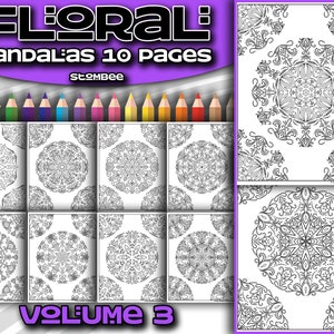 Floral Mandala Coloring Book: 10 Printable Pages (PDF Download)