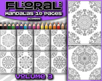 Mandala Libro para colorear para adultos PDF / Libro para colorear florales para adultos / Páginas para colorear imprimibles / Descarga instantánea digital PDF Alivio del estrés / Vol 3