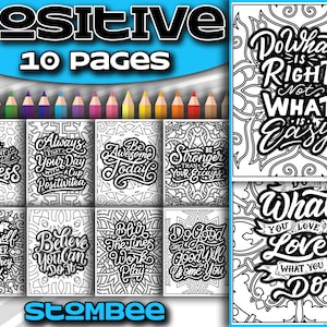 Libro para colorear PDF Afirmación positiva / Páginas para colorear imprimibles / Libro para colorear para adultos PDF / Página para colorear / Citar página para colorear imprimible