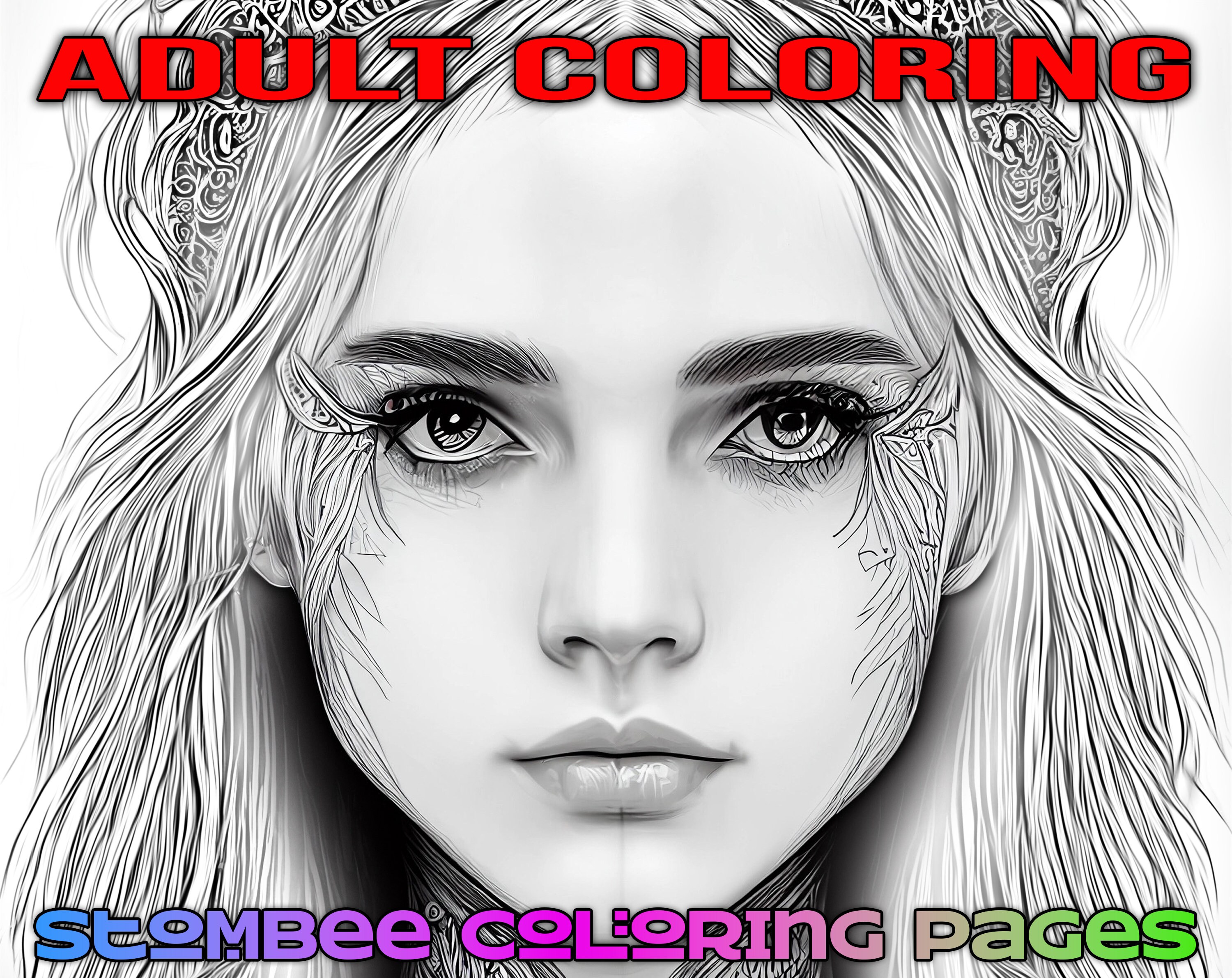 Hand Drawing Adult Coloring Page Grayscale Coloring Page - Etsy