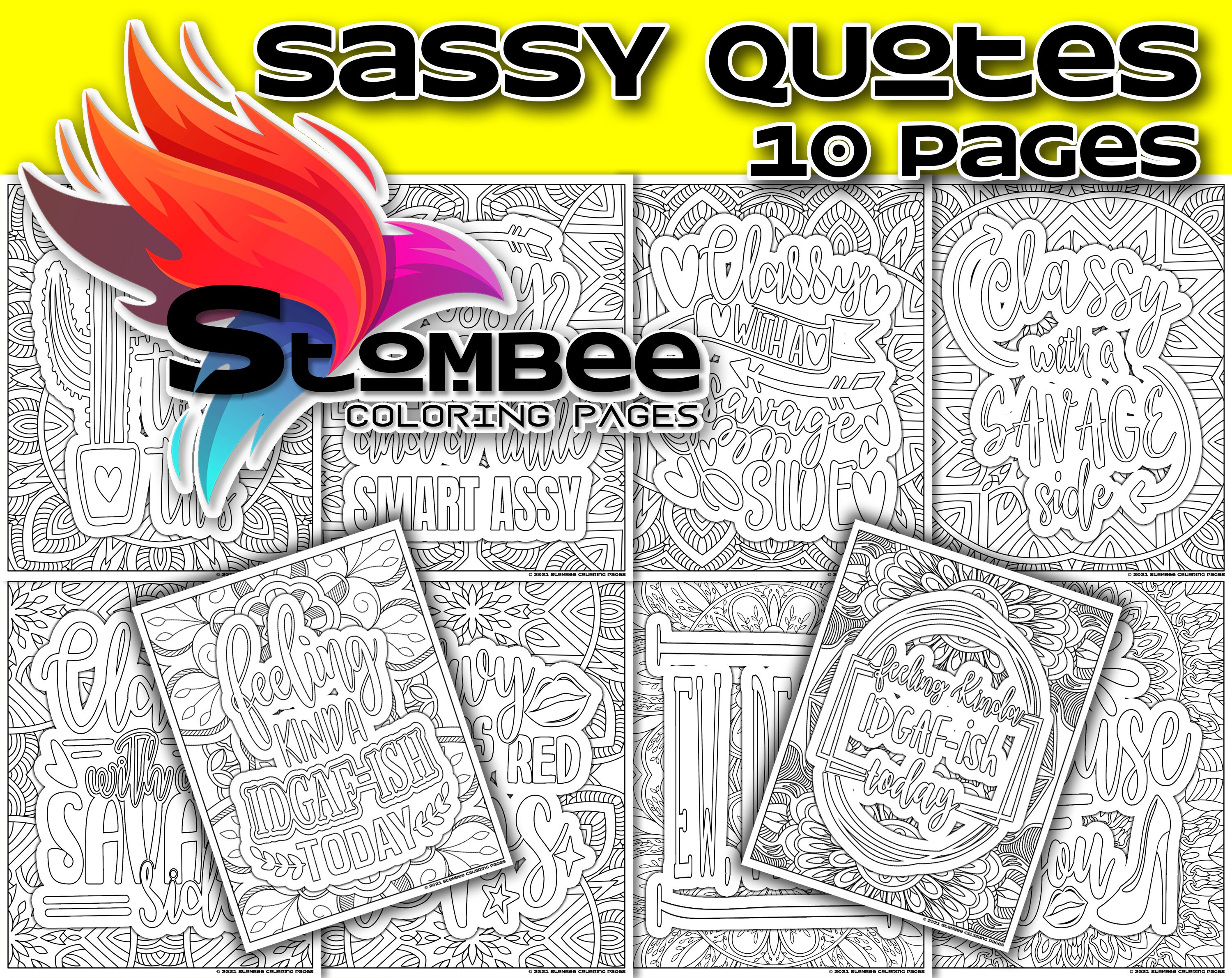 vol 2 sassy adult coloring pages printable snarky sarcastic etsy hong kong