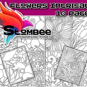 Vol.2 Floral Intricate Adult Coloring Pages Printable, Flowers Coloring Pages, Coloring Book Instant Download PDF, Botanical Mandala Design