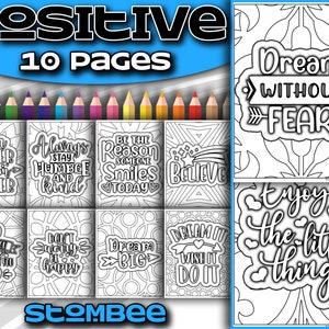 Libro para colorear PDF Afirmación positiva / Páginas para colorear imprimibles / Libro para colorear para adultos PDF / Página para colorear / Citar página para colorear imprimible