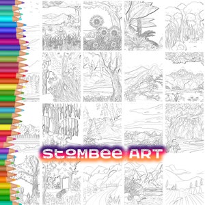 Landscape Coloring Book: 20 Printable Adult Coloring Pages (PDF)