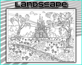 adult coloring pages printable landscape coloring page for etsy