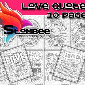 Love Quotes Coloring Book: 10 Printable Adult Coloring Pages (PDF)