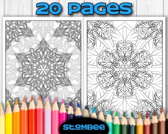 20 kleurplaten voor volwassenen | Afdrukbare patronen voor kleurontspanning | Kleurplaten voor volwassenen | Kleurboek pdf