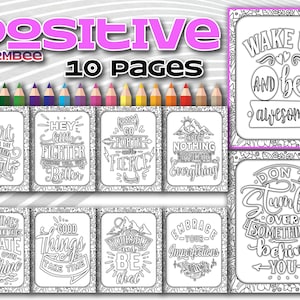 Positive Affirmation Coloring Pages, Adult Coloring Pages Printable, Adult Coloring Page Printable, Coloring Page for Adult Printable