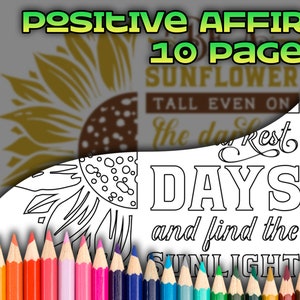 Páginas para colorir de afirmação positiva, página para colorir de afirmação, citação para colorir para impressão, livro de afirmação, páginas para colorir para adultos | Volume #5
