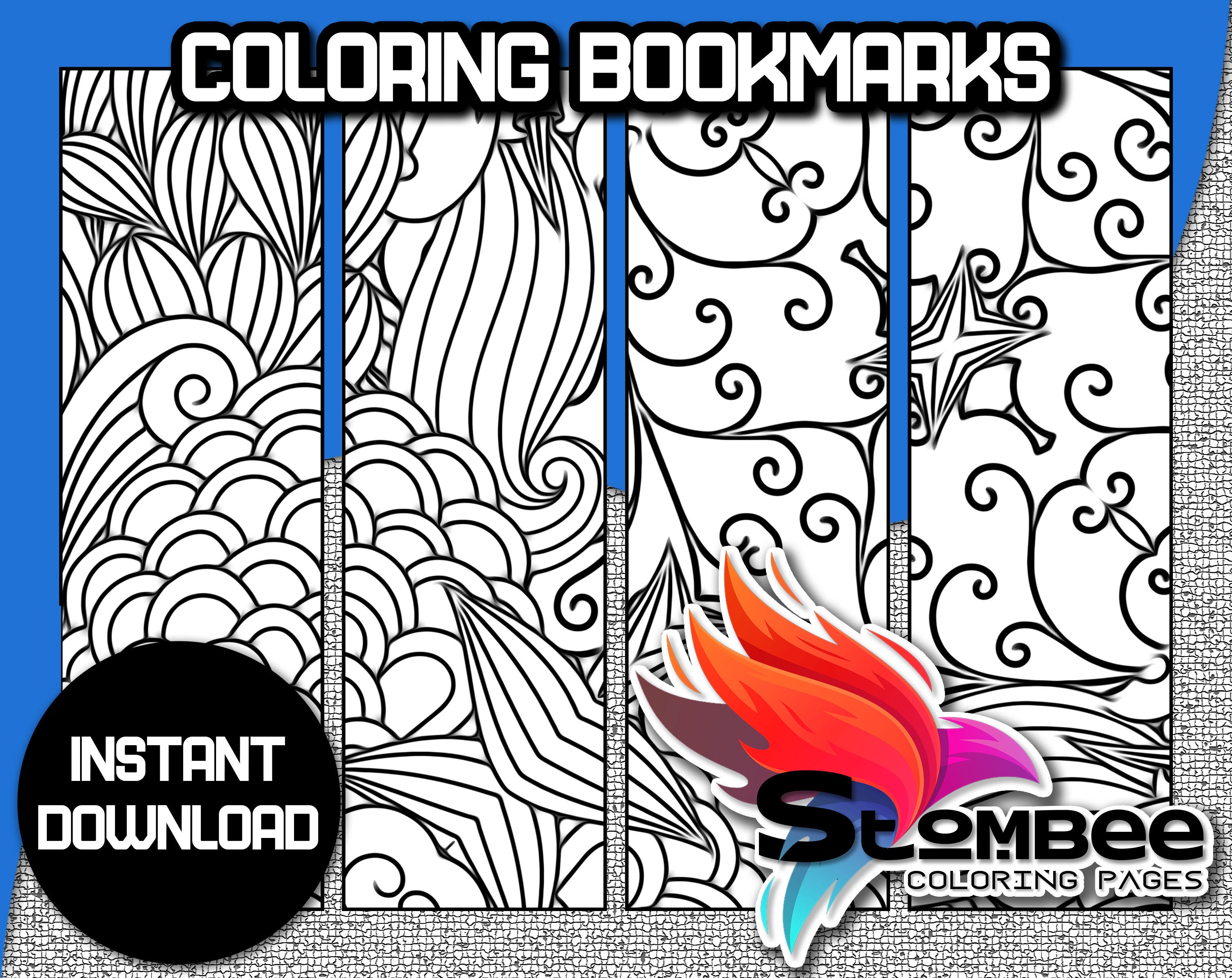 Printable Coloring Bookmarks Template PDF and JPG, 40 Bookmarks to ...