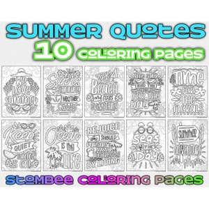Summer Quotes Coloring Book: 10 Printable Adult Pages (PDF)