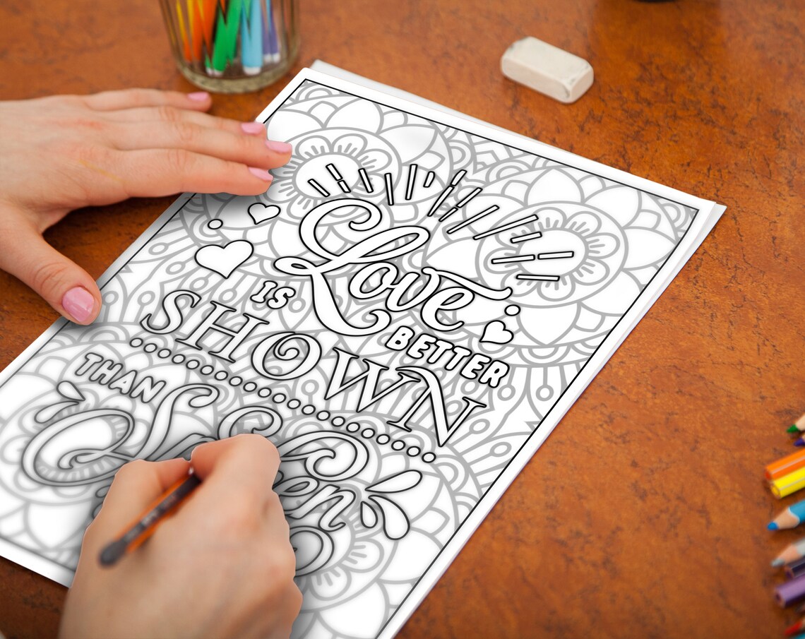 Love Quotes Coloring Book PDF for Adult Adult Coloring Pages | Etsy