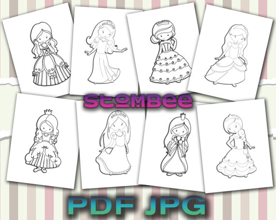 Download Cute Princess Kids Coloring Pages Great For Toddlers And Older Etsy