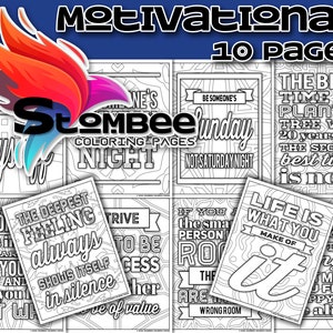Citações motivacionais sobre a vida, páginas para colorir para adultos, páginas para colorir para impressão, inspiradoras e positivas, livro para colorir PDF