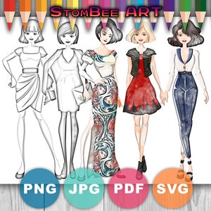 Fashion - Printable Adult Coloring Page from StomBee (Coloring book pages for adults and kids, Coloring sheets, Coloring designs)