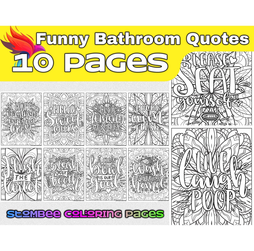 Funny Bathroom Restroom Quotes Adult Coloring Pages Printable, Coloring ...