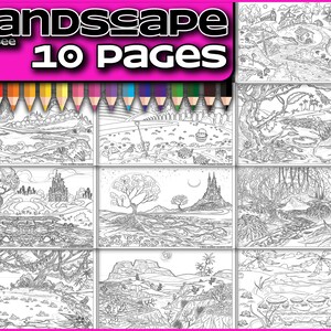 Adult Coloring Pages Printable Landscape | Coloring Page For Adult | Adult Coloring Book PDF | Printable Coloring Page | Adult Colouring