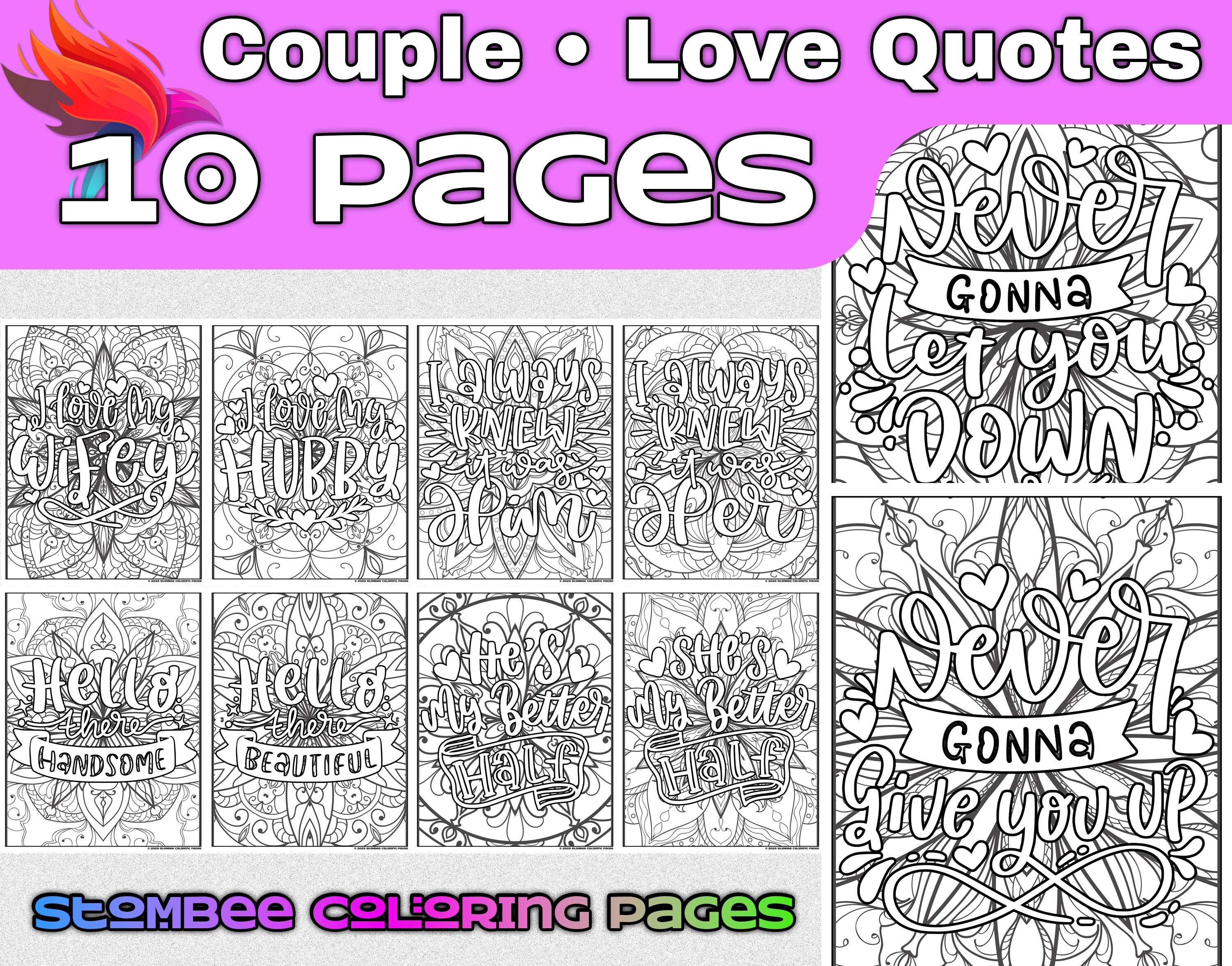 Couple Love Quotes Adult Coloring Pages Printable Coloring - Etsy