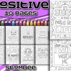 Livro para Colorir PDF Afirmação Positiva | Desenhos para colorir para impressão | Livro para colorir para adultos PDF | Página para colorir | Citação de página para colorir para impressão