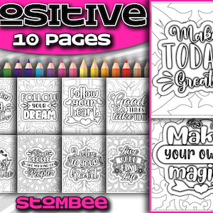 Libro para colorear PDF Afirmación positiva / Páginas para colorear imprimibles / Libro para colorear para adultos PDF / Página para colorear / Citar página para colorear imprimible