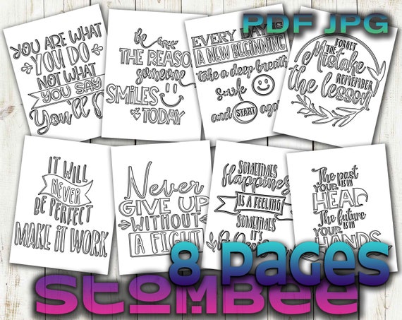 Positive Affirmation Coloring Pages Adult Coloring Books Etsy