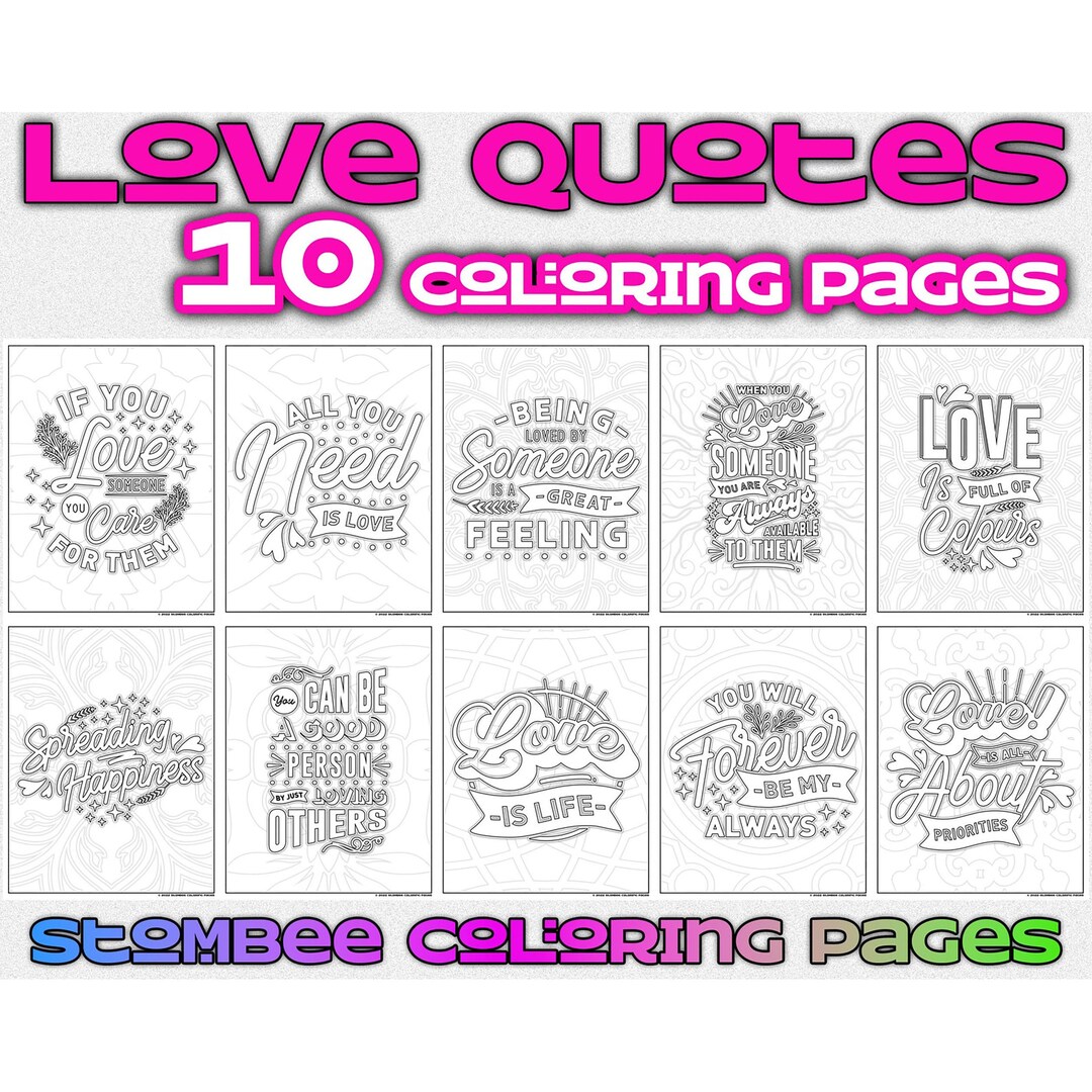 Love Quotes Coloring Book PDF for Adult, Adult Coloring Pages ...