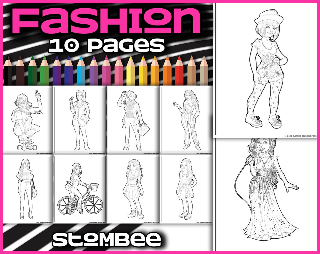 10 Fashion Coloring Pages | Adult Coloring Pages Printable | Adult