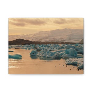 Canvas Print, Glacier Iceland Wall Art Decor, Stretched Matte Canvas, 1 25&quot;, Mountain Landscape Photography, Nordic Home Decor, Scandinavian