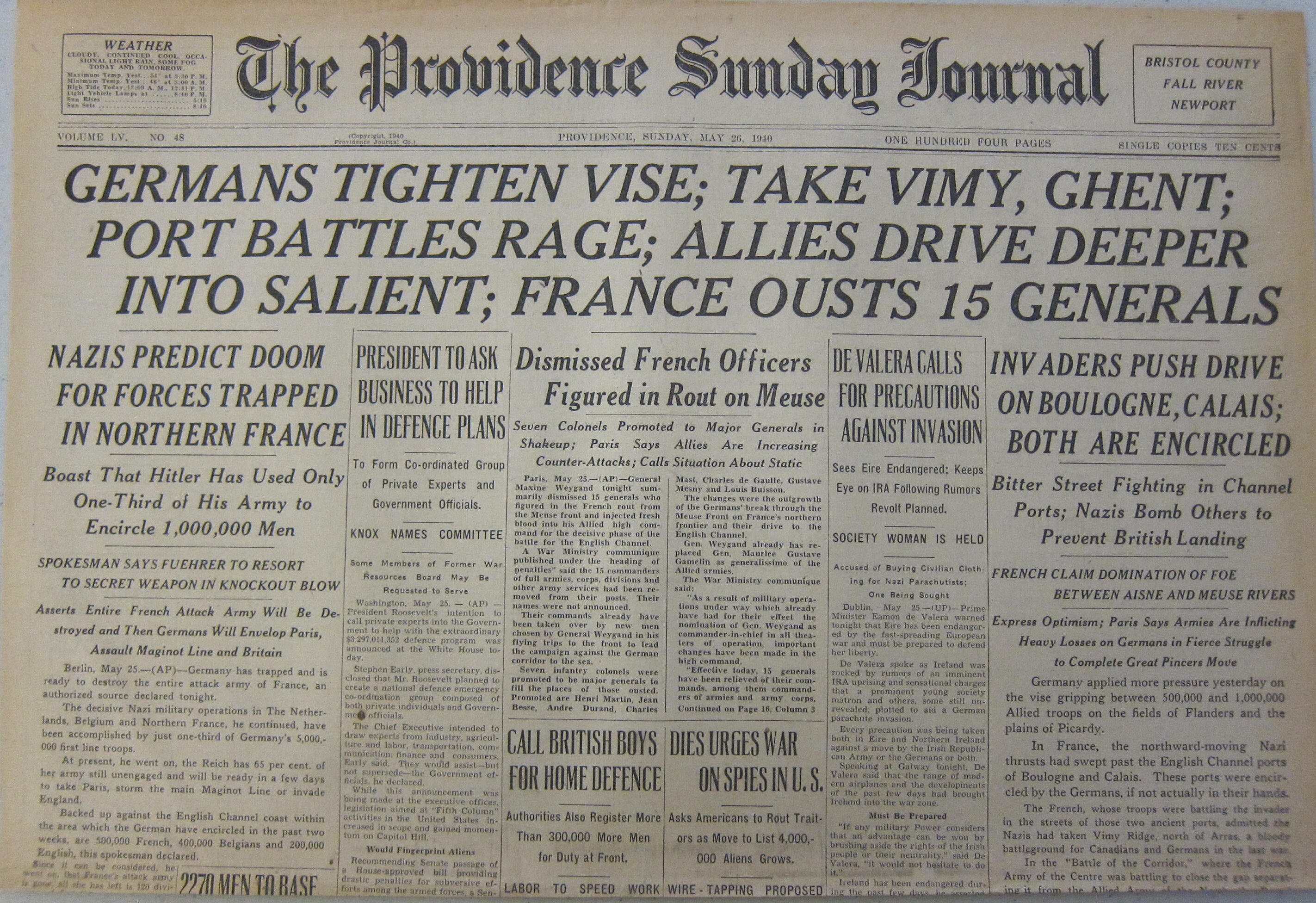 May 26 1940 The Providence Sunday Journal Allies Drive Etsy