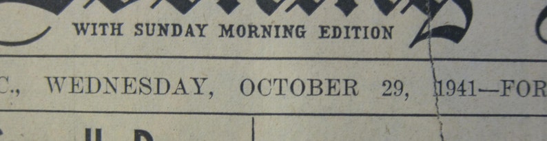 October 29 1941 The Evening Star Lewis Confers With Taylor On Coal Strike; President Considers Action; Steel Head Sees Roosevelt