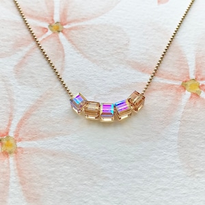 SATINE Necklace (Light Tooaz) - Swarovski Crystal Cube 4mm on Gold-Plated Chain