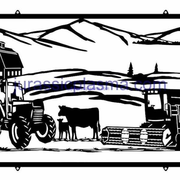 FARM tractor combine barn sign DXF SVG file for Plasma, laser, water jet vinyl vector