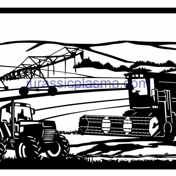 farm pivot combine tractor sign DXF SVG file for Plasma, laser, water jet vinyl vector