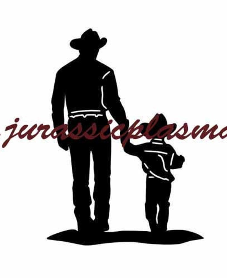 Download Cowboy and son Silhouette DXF SVG file for Plasma laser | Etsy