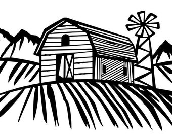 farm scene jagged windmill dxf svg file only plasma