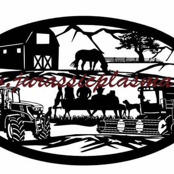 farm sign family bench tractor horse barn combine   DXF SVG file for Plasma, laser, water jet vinyl vector