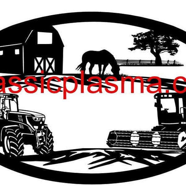 farm combine tractor cows sign dxf svg files for plasma, laser, water jet vinyl vector