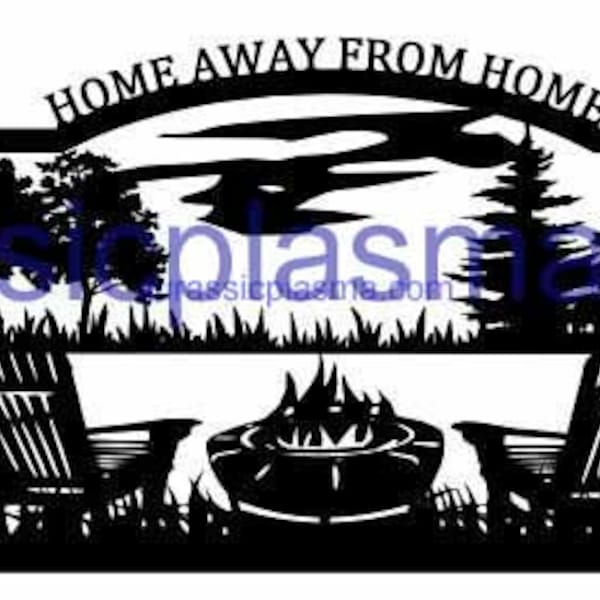 lake chairs campfire home away from home DXF SVG file for Plasma, laser, water jet vinyl vector